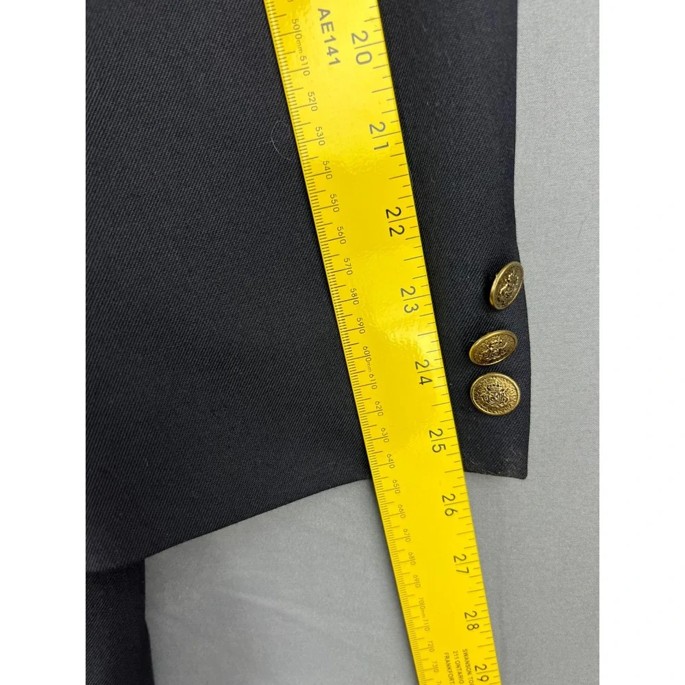 Cricketeer Blazer Men 48L Navy Blue Wool Blend Gold Crest Button Sport Coat Good
